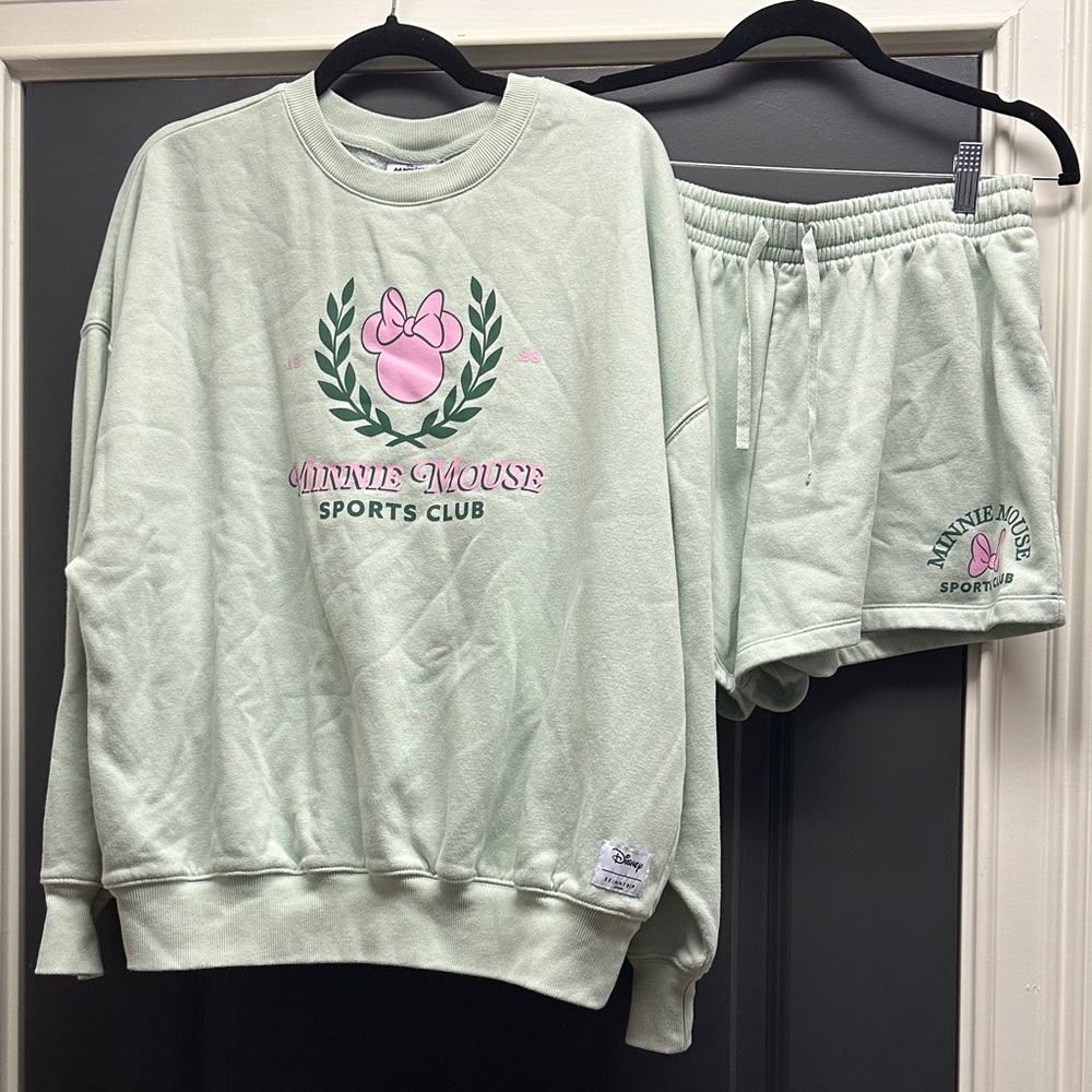 Minnie Mouse Sports Club Mint Green Sweatshirt and Shorts Set